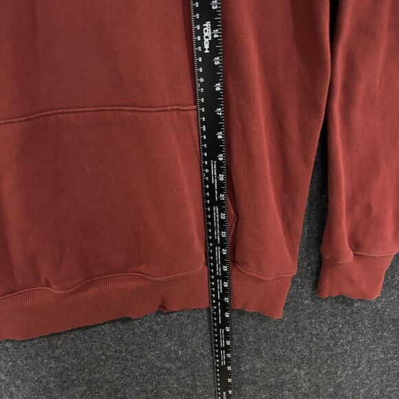 North Face Hoodie Men's Medium Burgundy Pullover Sweatshirt Outdoor Logo Fleece - Picture 4 of 9